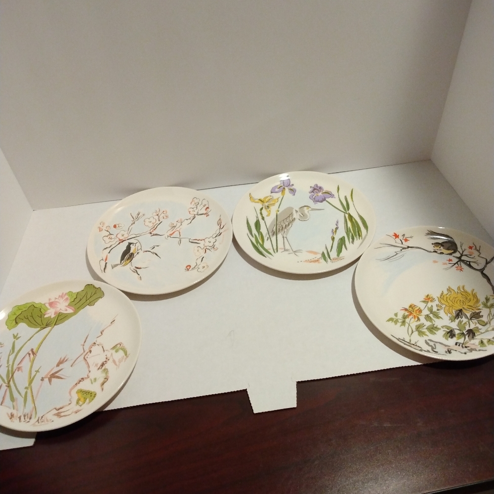 Crooksville USA. Fredrick's, York PA. Asian desert plates. Signed Johnson